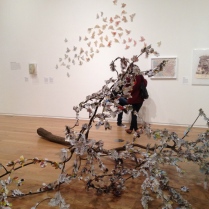 Nicola Drakes 'Tree of Knowledge' and in background Claire Brewsters 'The Harbringer'